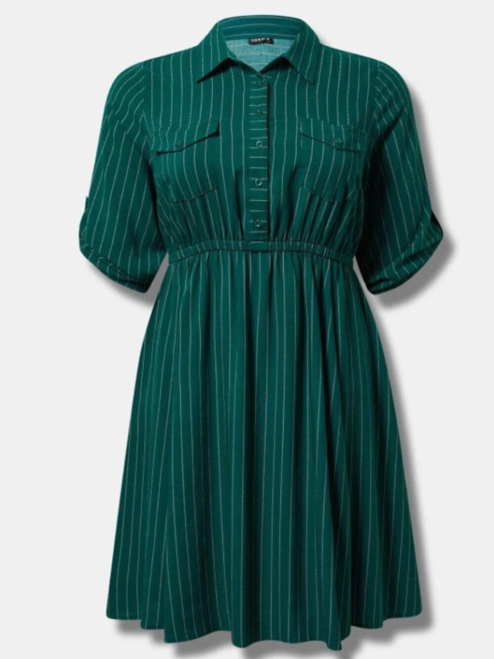 torrid Green Pinstripe Shirt Dress - Size 3 (24)